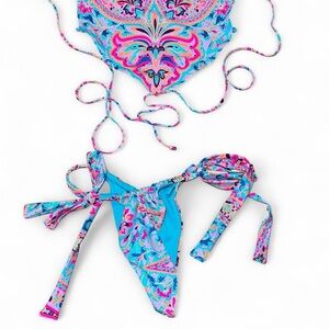 Frankie's Bikinis Colorful Paisley Bikini Top medium bottom large